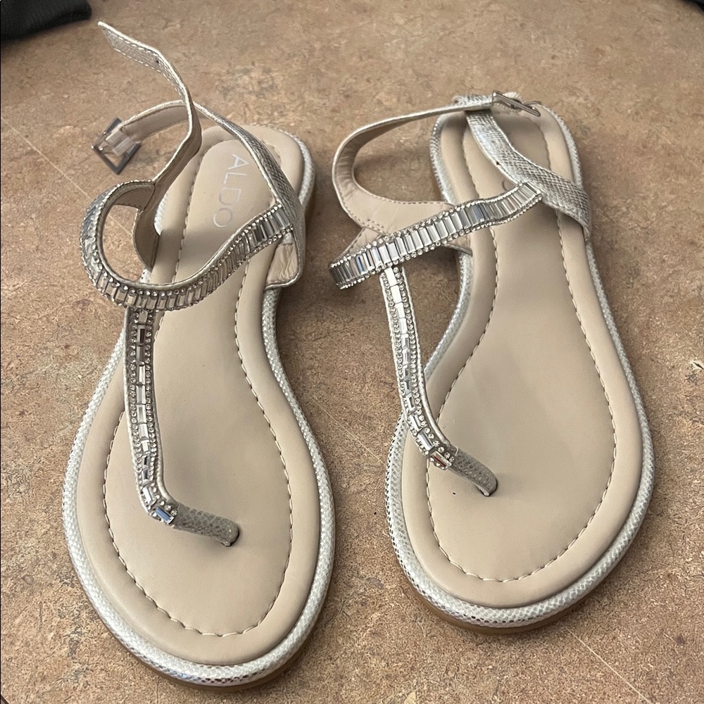 Aldo Silver Beaded Sandals